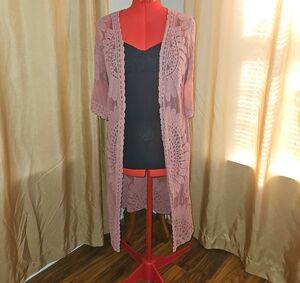 Rebellion Again Elegant Mauve Lace Cardigan